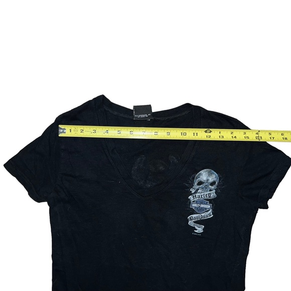 Harley Davidson Skull Angel San Diego California Motorcycle T-Shirt Black V-Neck - Picture 9 of 16